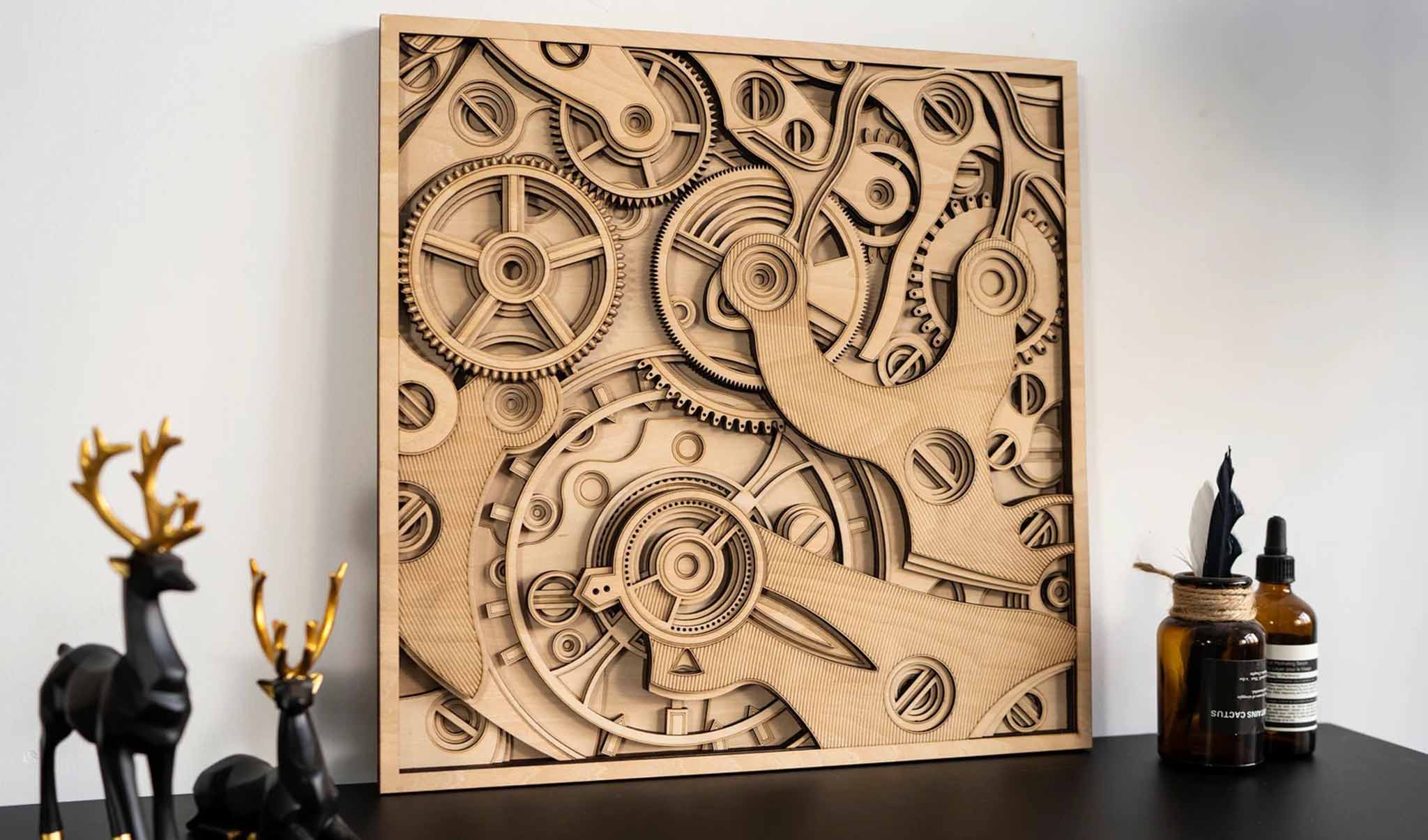 Holz 3D-Wandkunstwerk